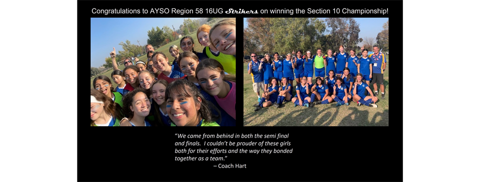 AYSO Region 58 Section Champions 16UG 
